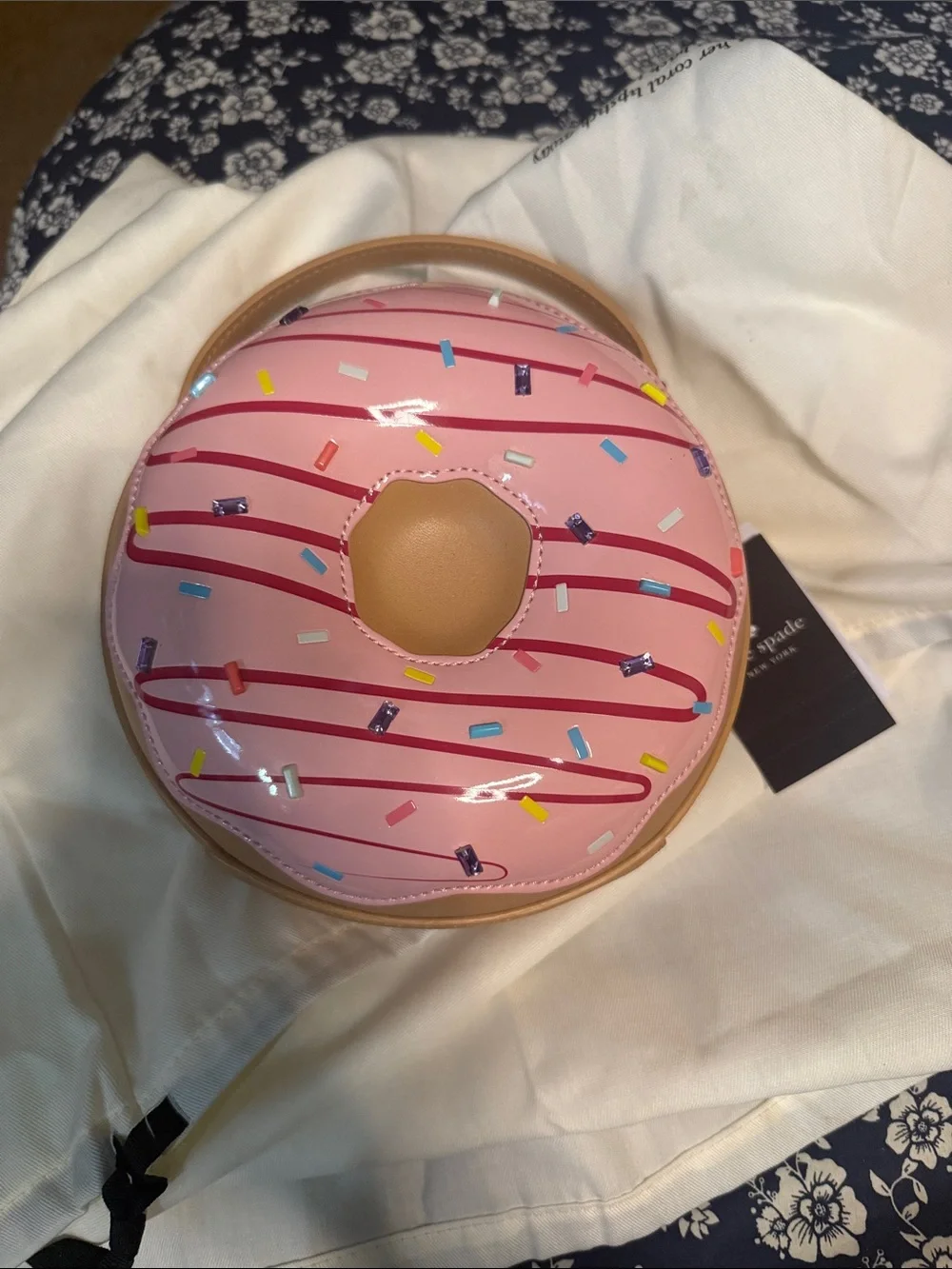 kate spade Pink Donut Crossbody Bag with Tan Trim